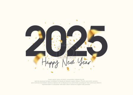 Simple 2025 New Year number design. With a sprinkling of elegant and luxurious ornaments. Vector premium design for calendar design, greeting cards and social media posts.