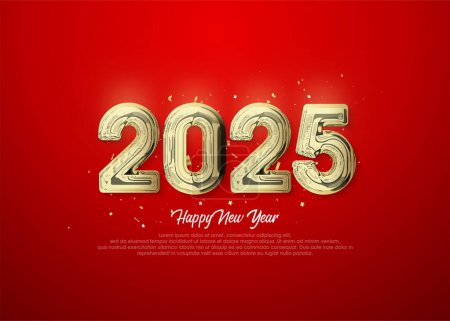 Celebrate New Year 2025 with luxurious textured and shiny numbers. Elegant design for calendars, posters and cards. 2025 typography logo design.