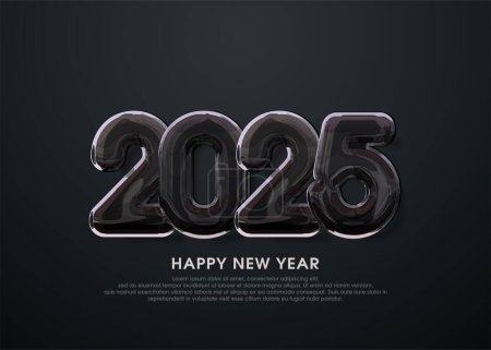 Feliz Año Nuevo 2025. Concepto de diseño en blanco y negro con elegante estilo de número texturizado. 2025 vector de diseño premium para el calendario, cartel y tarjeta de felicitación.
