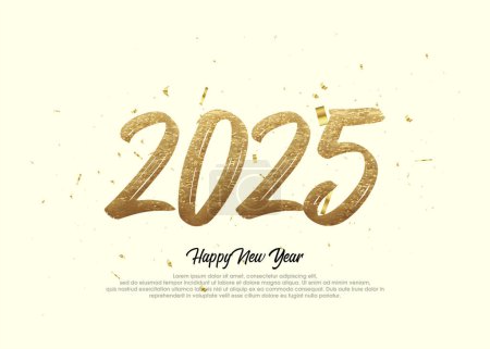 Happy New Year 2025. Number design with luxurious paint finish. Vector premium design for a New Year 2025 celebration.