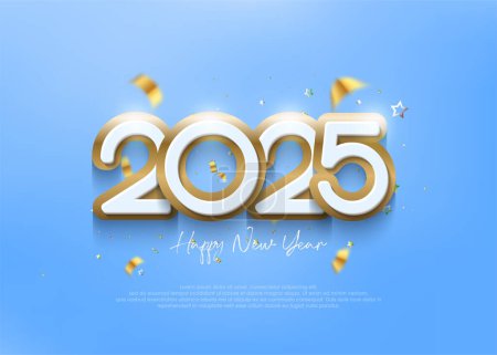 Año Nuevo 2025 diseño con números hermosos y colores limpios. El diseño premium del vector del dinero es hermoso y elegante. Diseño para branding, fundas, banners y tarjetas de felicitación.