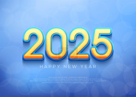 Año Nuevo 2025 fondo con burbujas transparentes. Diseño vectorial moderno. Diseño premium vectorial para branding, banners, fundas y tarjetas de felicitación.