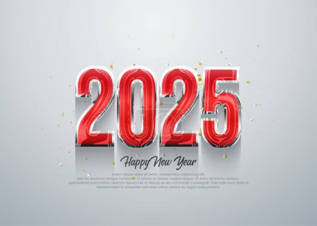 Happy New Year 2025. Design template with typographic numbers 2025 for celebration and decoration. Vector premium design for branding, banners, covers and cards.