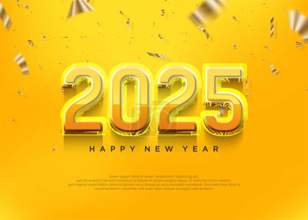 New Year 2025. New Year 2025 celebration with shiny numbers and modern concept. Minimalist trendy vector premium design for branding, cover, banner and card.
