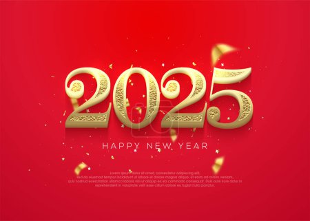 New Year Celebration 2025. Classic numbers dressed in modern colors and textures. New Year 2025 celebration design. Minimalist trendy background for branding, banners, covers and cards.