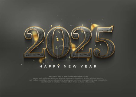 Die goldene Zahl 2025 für die Neujahrsfeier 2025 ist das schwarze Gold. Ein sehr elegantes Design für Kalendermotive, Poster und Buchumschläge für die Neujahrsfeier 2025.
