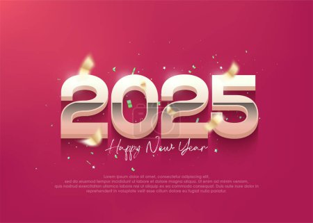 3d frohes neues Jahr 2025 grüßt modernes Plakatbanner. Premium-Vektor 2025-Design. Entwurf für Poster, Kalender, Grußkarte und Social-Media-Post.