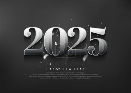 Classique métallique 2025 bonne année, salutation pour le message sur les médias sociaux.