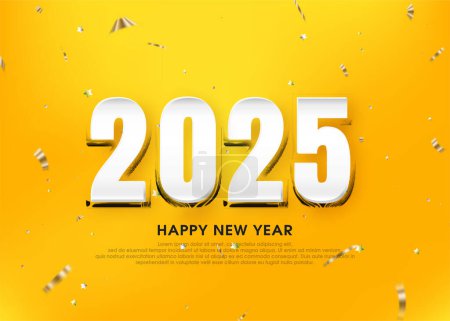 2025 Zahlenvektorhintergrund, frohes neues Jahr 2025 Grußbanner-Plakat.