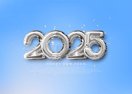 Bonne année 2025, réaliste 3d nombre ballons affiche bannière.