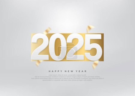 Simple fond de nouvelle année 2025, avec une couleur or luxueuse sur papier.