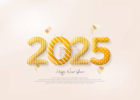 Bonne année 2025 nombre, nombre d'analyse 3d unique ballons illustration.