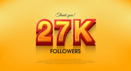 Thank you 27k followers 3d design, vector background thank you.