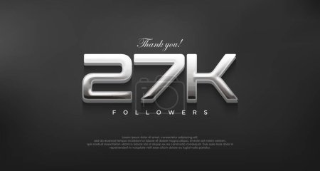 Simple and elegant thank you 27k followers, with a modern shiny silver color.