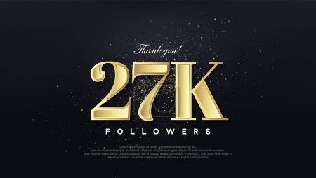 Design thank you 27k followers, in soft gold color.