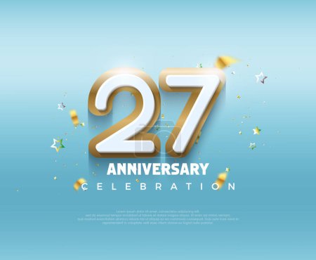 Modern design for 27th anniversary celebration. with modern 3d design. Premium vector background for greeting and celebration.