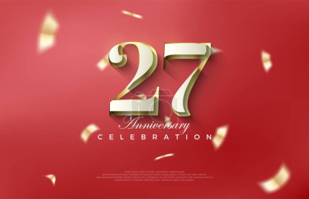 27º aniversario de lujo con números 3d clásicos. Fondos de vectores premium. Fondo vectorial premium para saludo y celebración.