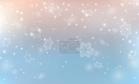 Winter Hintergrund mit Schnee auf hellem Hintergrund, Vector Weihnachtsbanner mit Schneeflocken in verschiedenen Form.Feiertagskulisse für Frohe Weihnachten und ein glückliches neues Jahr. Eps 10
