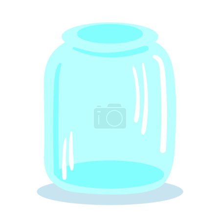 Illustration for Glass jar vector empty glassware with lid or cover for canning and preserving,  illustration glassful  isolated on transparent background. Eps 10. cartoon style, flat - Royalty Free Image