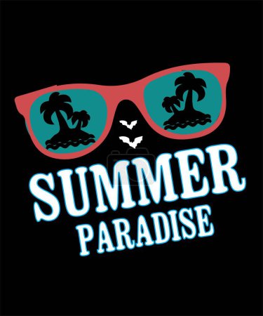 Illustration for Summer Paradise Tshirt design .eps - Royalty Free Image