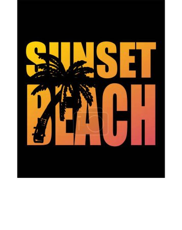 Ilustración de Sunset Beach para Camiseta .eps - Imagen libre de derechos