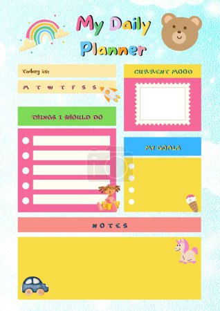 Foto de Planificador de niños planificación digital insertar hoja plantilla de página imprimible - Imagen libre de derechos