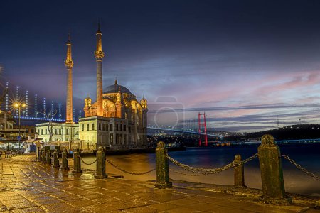 Ortakoy Mosque, formally  name the Buyuk Mecidiye Camii in Beikta, Istanbul, Turkey, situated at the waterside of the Ortaky pier square, one of the most popular locations on the Bosphorus.