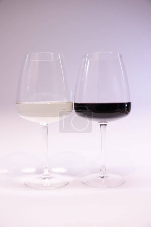 Photo for Pink and white glasses for tasting with friends. close view. High quality photo - Royalty Free Image