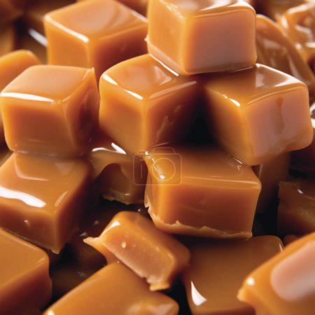 Photo for Cubes of caramel toffee caramel candy nougat. High quality photo - Royalty Free Image