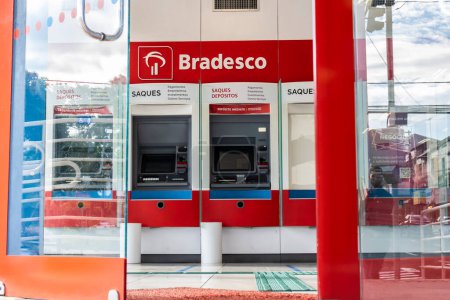 Photo for Marilia, Sao Paulo, Brazil, July 04, 2017. Facade of Bradesco bank branch sign in Marilia city, de Marlia, midwest region of the State of Sao Paulo. - Royalty Free Image