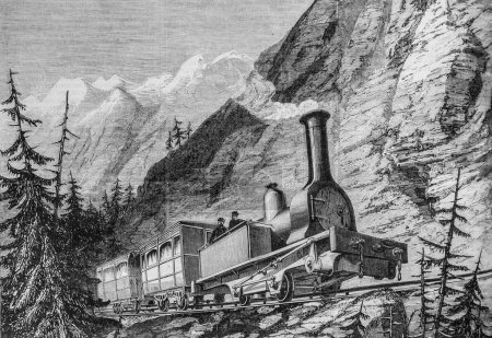 Téléchargez les photos : Locomotive employée sur le chemin de fer du Mont Cenis, l'Univers Illustre, Editeur Michel Levy 1868 - en image libre de droit