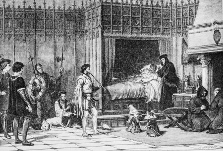 Lbohemiens, die kleine Schweine vor kranken Louis XI. tanzen lassen, 'illustres Universum, MICHELE LEVY 1869 Verlag