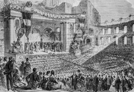 Représentation sur le théâtre romain de la ville d'Orange, l'illustre univers, Editeur Michele Levy 1869
