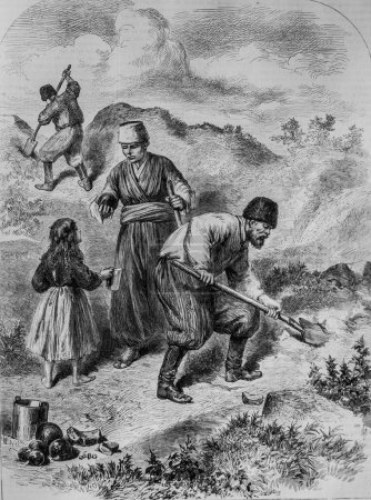 Tatarische Bauern mit Kugeln und Bomben vor Sebastopol, dem berühmten Universum, Michele Levy 1869 Verlag