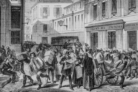 Paris La Halle aux Journaux rue du Croissant, l'Univers Illustre, Editeur Michele Levy 1869