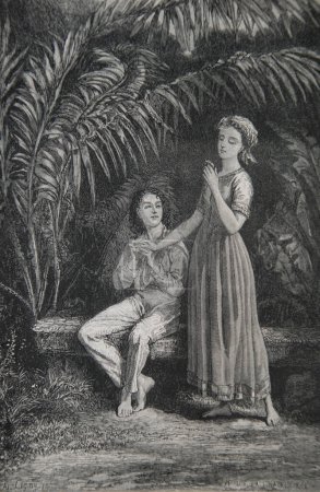 Photo for Bernadin de Saint Pierre, Paul and Virginie draws by de la Charrie, editor Lemerre 1783 - Royalty Free Image