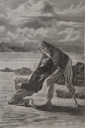 Téléchargez les photos : Bernadin de Saint Pierre, Paul et Virginie dessine par de la Charrie, éditeur Lemerre 1783 - en image libre de droit