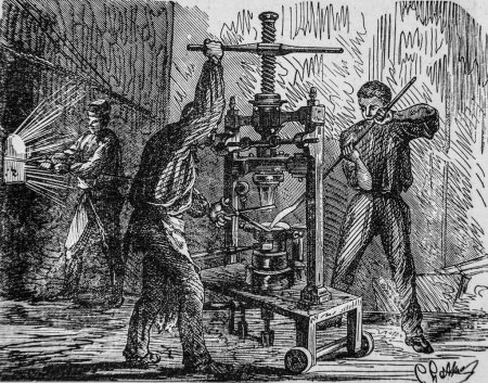 Foto de Verreries de la loire et du rhone, les grandes usines de turgan, edición hatier 1888 - Imagen libre de derechos