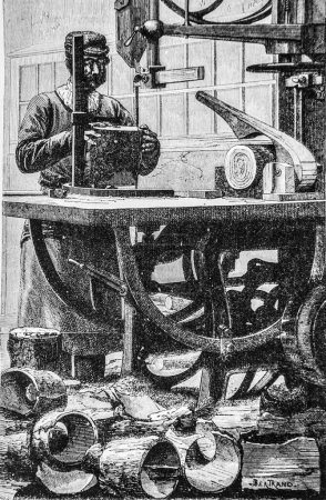 Foto de Belvalette bodywork, Boulogne sur Mer, Grandes fábricas de Turgan, Hatier Edition 1888 - Imagen libre de derechos