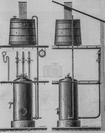 Foto de Savalle Puteaux destilería, las grandes fábricas de Turgan, Hatier Edición 1888 - Imagen libre de derechos