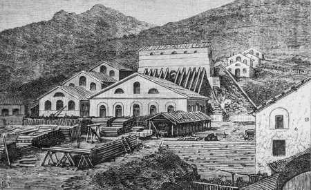 site of the Mont Cenis tunnel, the major works of the century by Dumont, Hachette Edition 1895