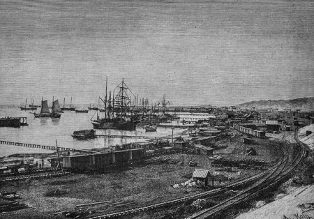 Téléchargez les photos : Port d'Ouzoun-Ada, les œuvres majeures du siècle par Dumont, Edition Hachette 1895 - en image libre de droit