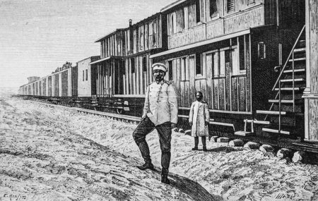 Téléchargez les photos : U Couche ferroviaire transcaspienne, les œuvres majeures du siècle par Dumont, Hachette Edition 1895 - en image libre de droit