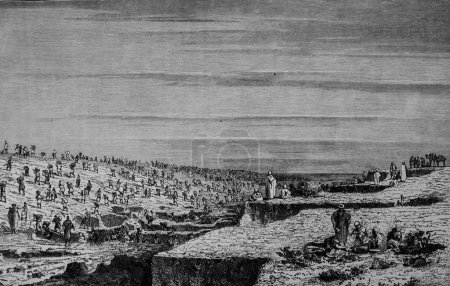 Foto de Una rebanada en el canal de Suez, las obras más importantes del siglo por Dumont, Edición Hachette 1895 - Imagen libre de derechos