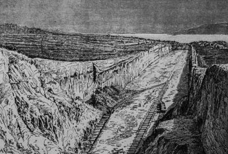 Foto de Obras del Canal de Corinto, las principales obras del siglo de Dumont, edición Hachette 1895 - Imagen libre de derechos
