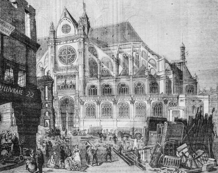 Téléchargez les photos : Eglise de Saint Eustache en 1852, table de Paris par Edmond Texier, Editeur Paulin et Le Chavalier 1853 - en image libre de droit