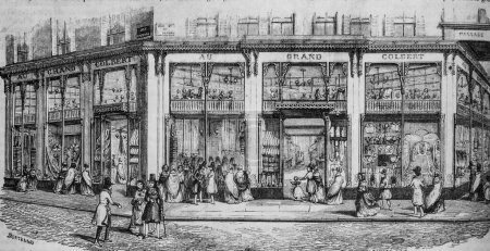 Téléchargez les photos : Magasin du Grand Colbert, peinture de Paris d'Edmond Texier, éditeur Paulin et Le Chavalier 1853 - en image libre de droit