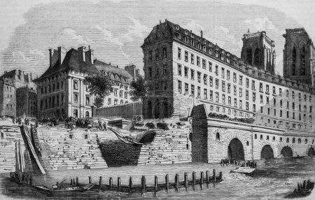 Téléchargez les photos : Hôtel Dieu, peinture de Paris par Edmond Texier, Editeur Paulin et Le Chavalier 1853 - en image libre de droit