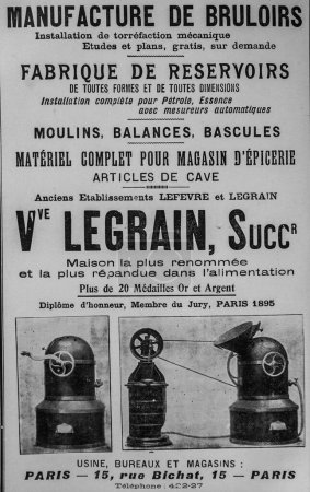 Publicité pour Brûleurs à café, Annuaire de l'épicerie française, 1911