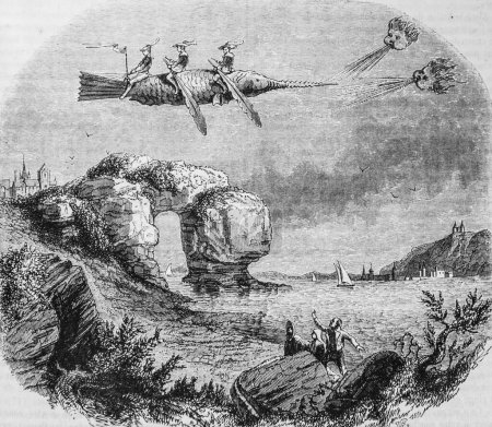 Téléchargez les photos : Aerostatic fish, the picturesque magazin, éditeur Edouard Charton, 1860 - en image libre de droit